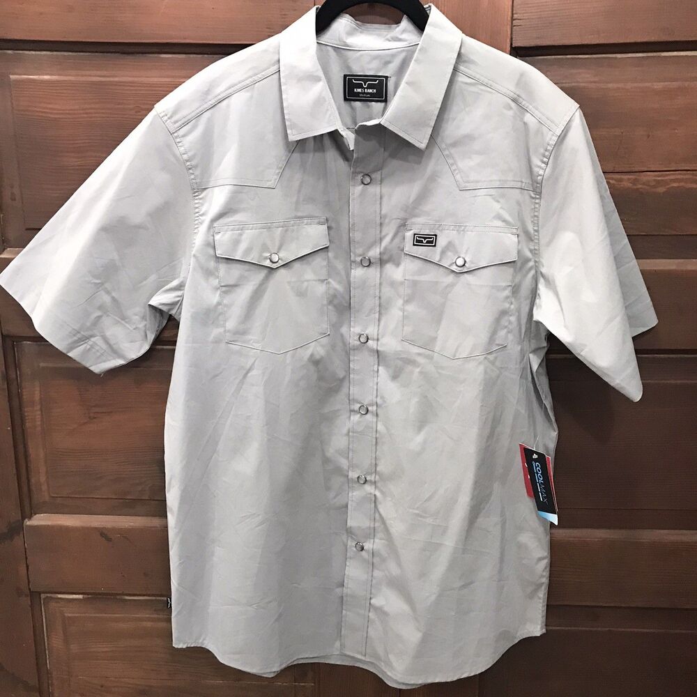 Kimes Ranch Rio Short Sleeve Button Up Shirt Grey Men’s Medium New